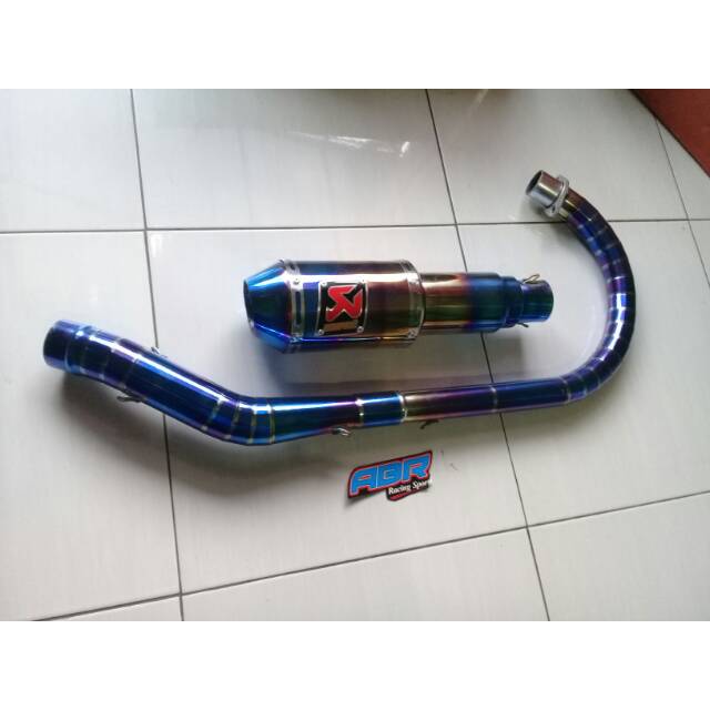 Knalpot racing akrapovic bluemon leher C untuk motor GL dan Tiger