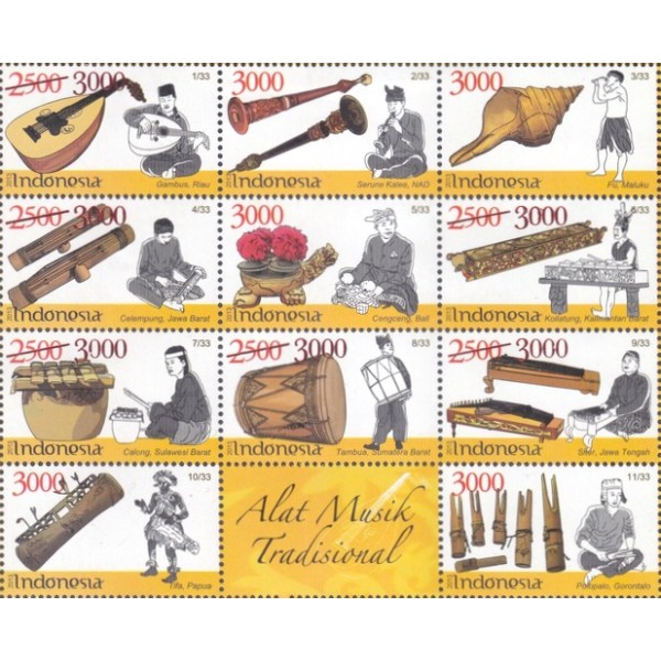 

Perangko Filateli A14 Indonesia MNH 2020 Traditional Musical Instrument Overprint 2020