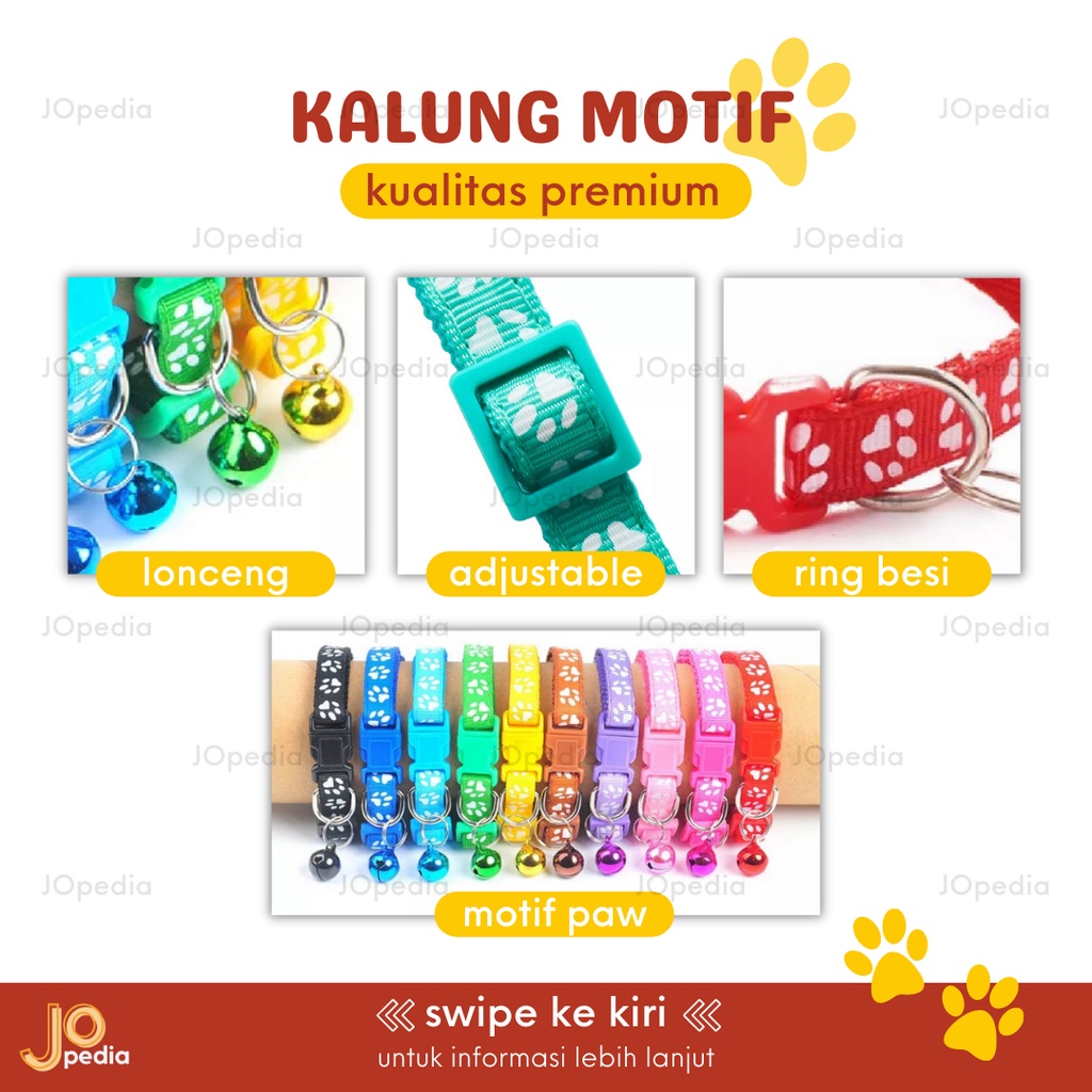 KALUNG Kucing Anjing Kelinci Motif Paw Kalung Lonceng Dog Cat Collar Bell