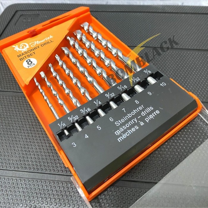 Mata Bor Beton Set 8 Pcs 3mm - 10mm Tembok Masonry Drill Silver OREN