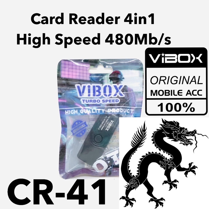 New cardreader vibox 4in1 full black dragon speed multy series support memory up to 512GB Promo Sen