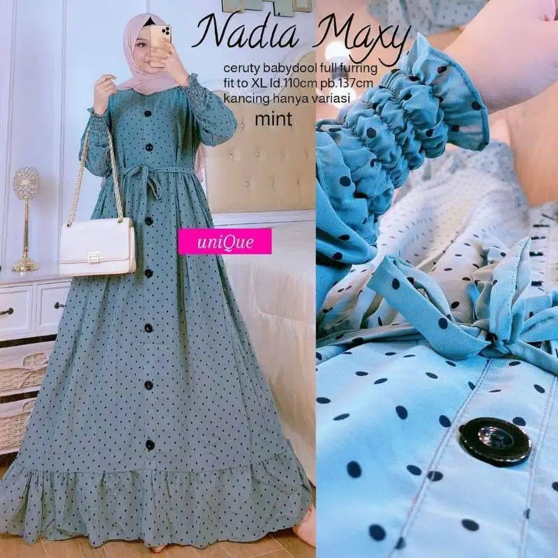 Nadia maxy // gamis Monalisa polka rempel // nadia maxi dress