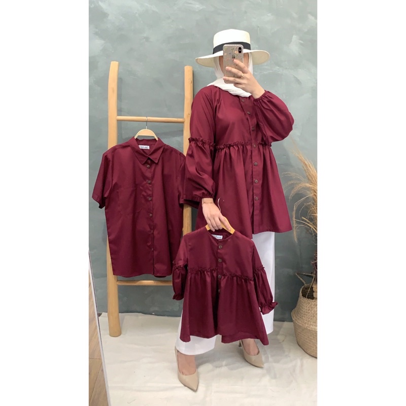 ARRUMI BAJU COUPLE SARIMBIT KELUARGA MUSLIM KOKO AYAH ANAK TUNIK IBU ANAK PEREMPUAN TUNIK COUPLE