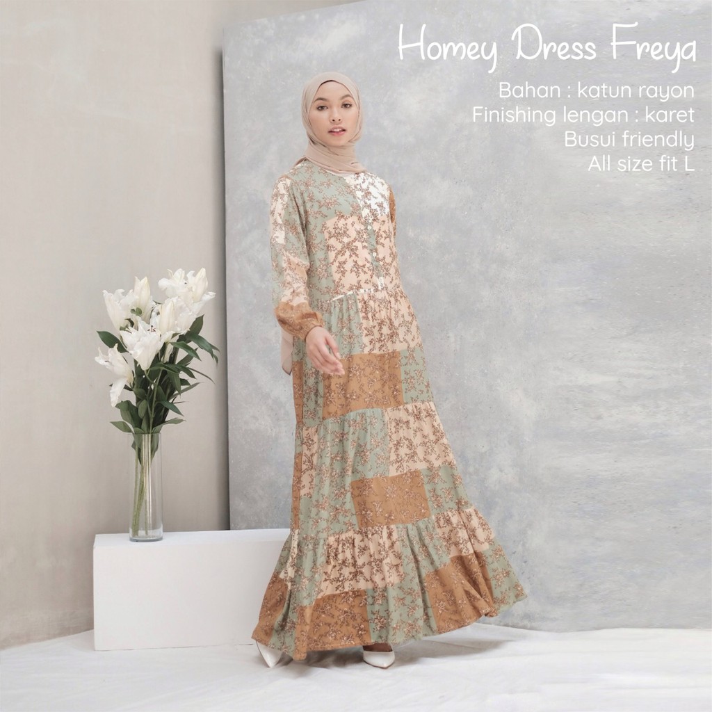 Gamis Dewasa Homey Dress Freya By Dianhijab.id - Bahan Rayon Viscose Premium Gamis Dewasa Luxury Gamis Pengajian Adem Nyaman Dipakai - Bisa COD