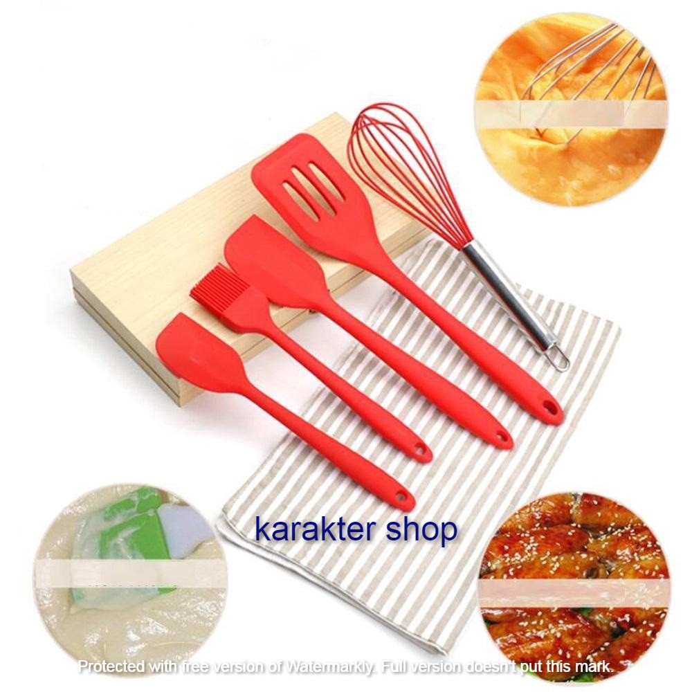 Baking Props 5 Pcs Kocokan Telur, Spatula 3 Pcs, Kuas Kue Silikon