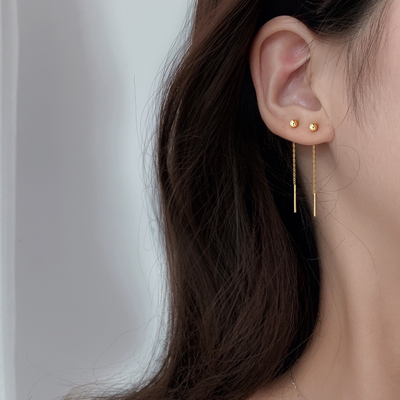 Papaozhu Korea s925 Perak Rantai Panjang Rumbai Hati Kupu-Kupu Drop Anting-Anting Untuk Wanita Perempuan Elegan Geometris Anting-Anting
