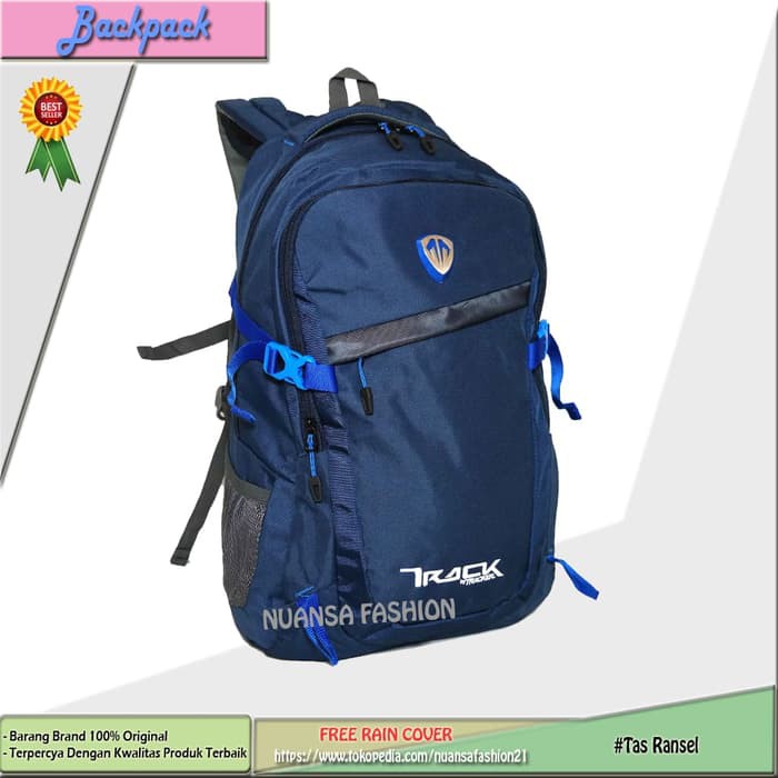 Tas Ransel Sekolah | Tas Kerja Laptop TRACKER Original Free Rain Cover - Hitam