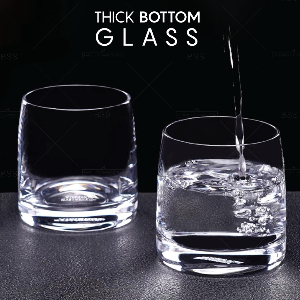 Thick Bottom Glass Crystal 300ml Gelas Jus Minum Air Cafe Juice Smoothie Kristal Bawah Tebal Cantik