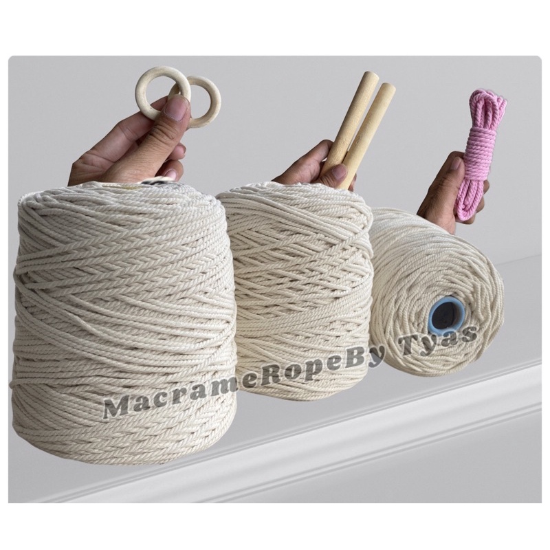 PROMO - tali katun macrame size 3mm warna Natural berat 3kg