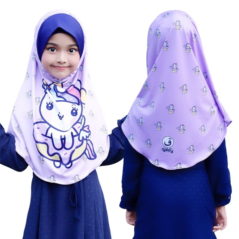 BERGO HIJAB INSTANT ANAK MOTIF UNICORN CAKE , HIJAB ANAK KARAKTER LUCU