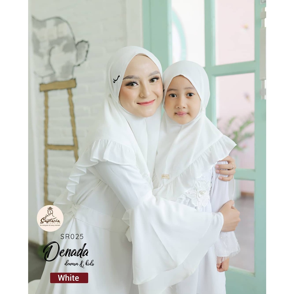 White ( Putih ) - Denada Bergo Hijab Instan, Hijab Couple Ibu dan Anak. Jilbab Instan Syar'i untuk s