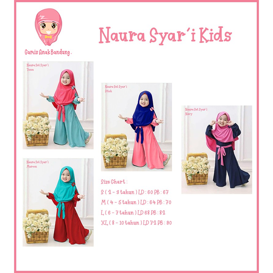 Naura Set Syar'i Plus Khimar Baju Gamis Syar'i Modern