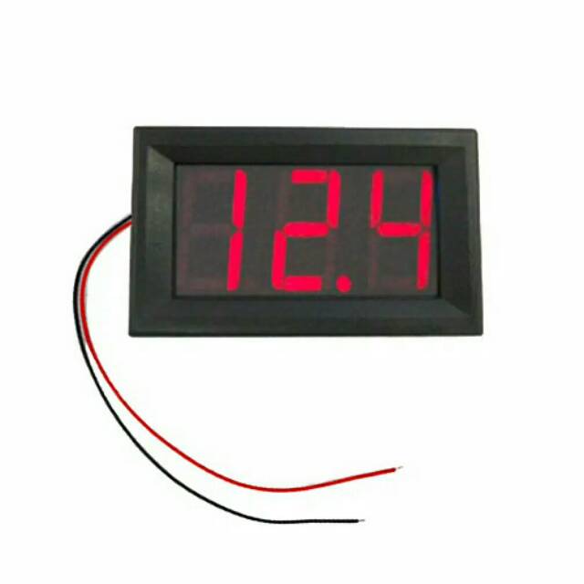 Voltmeter Digital Lengkap Frame 4.5-30V DC Dua Kabel Pengukur Tegangan + Bingkai 3 Digit LED 0.56in