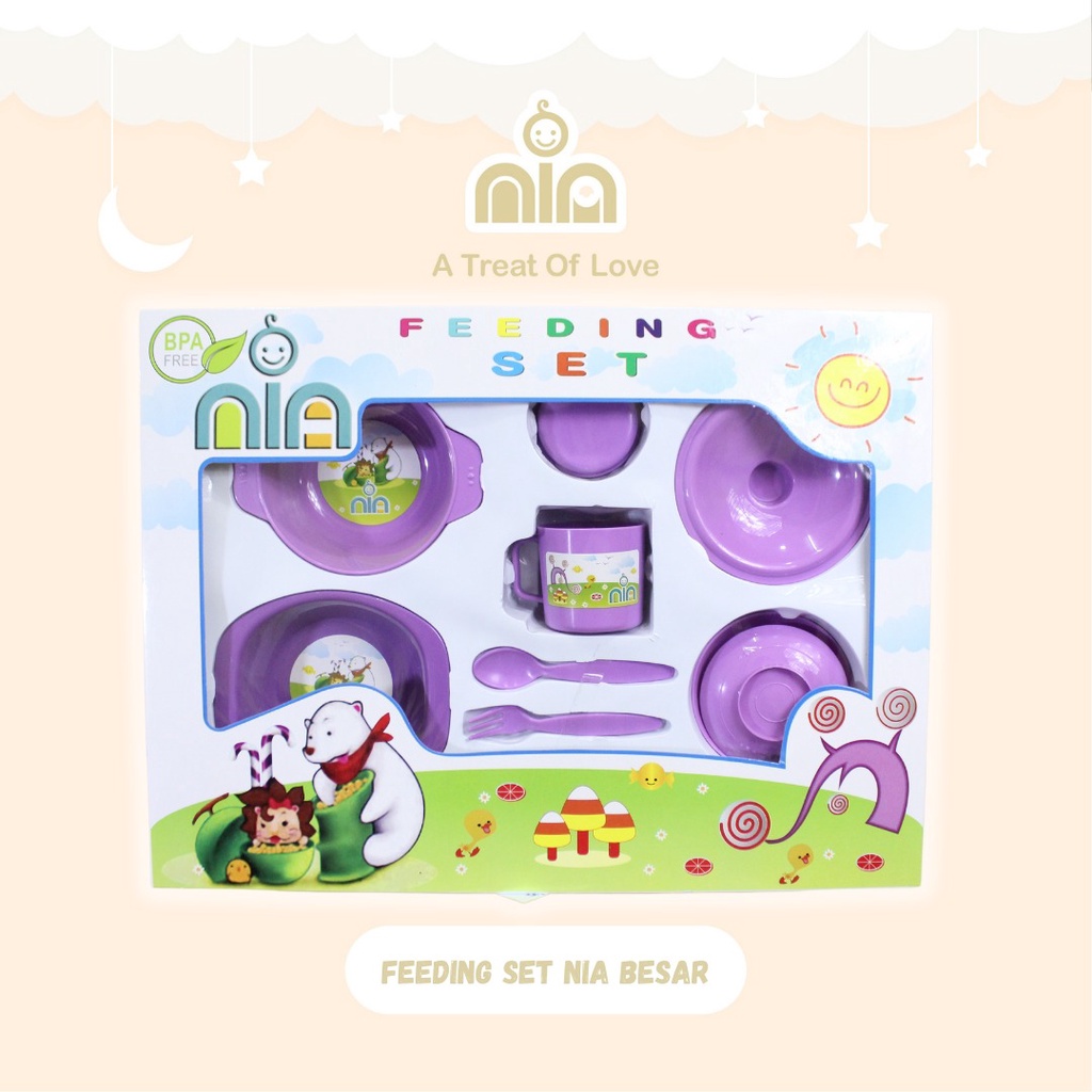 Promo !! SALE!!! FEEDING SET NIA BESAR/TEMPAT MAKAN BAYI NIA SIZE L 8IN1/KADO BAYI