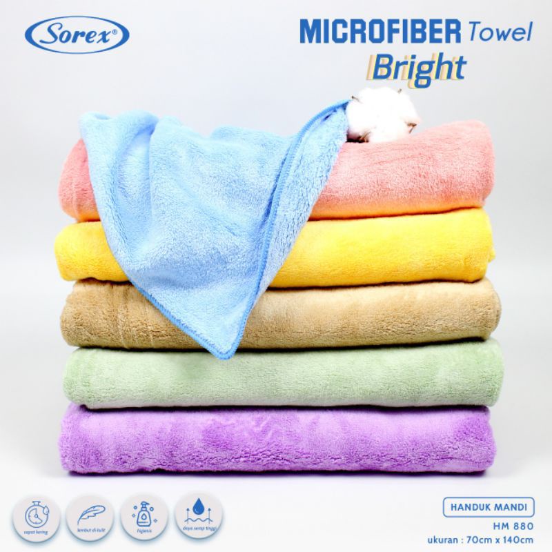 Sorex Handuk Mandi Dewasa Microfiber Towel Bright Lembut Daya Serap Tinggi ( 140 x 70 cm)