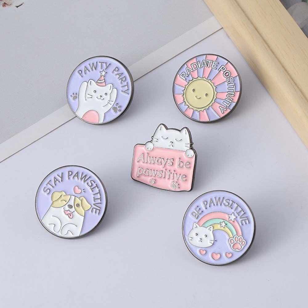 Bros Pin Enamel Bentuk Kartun Cakar Kucing Untuk Kerah Tas Ransel Anak
