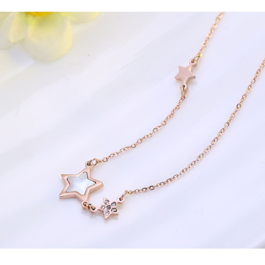 Kalung fashion aksesoris titanium mini korea hadiah cewek stainless bintang anti karat KK010