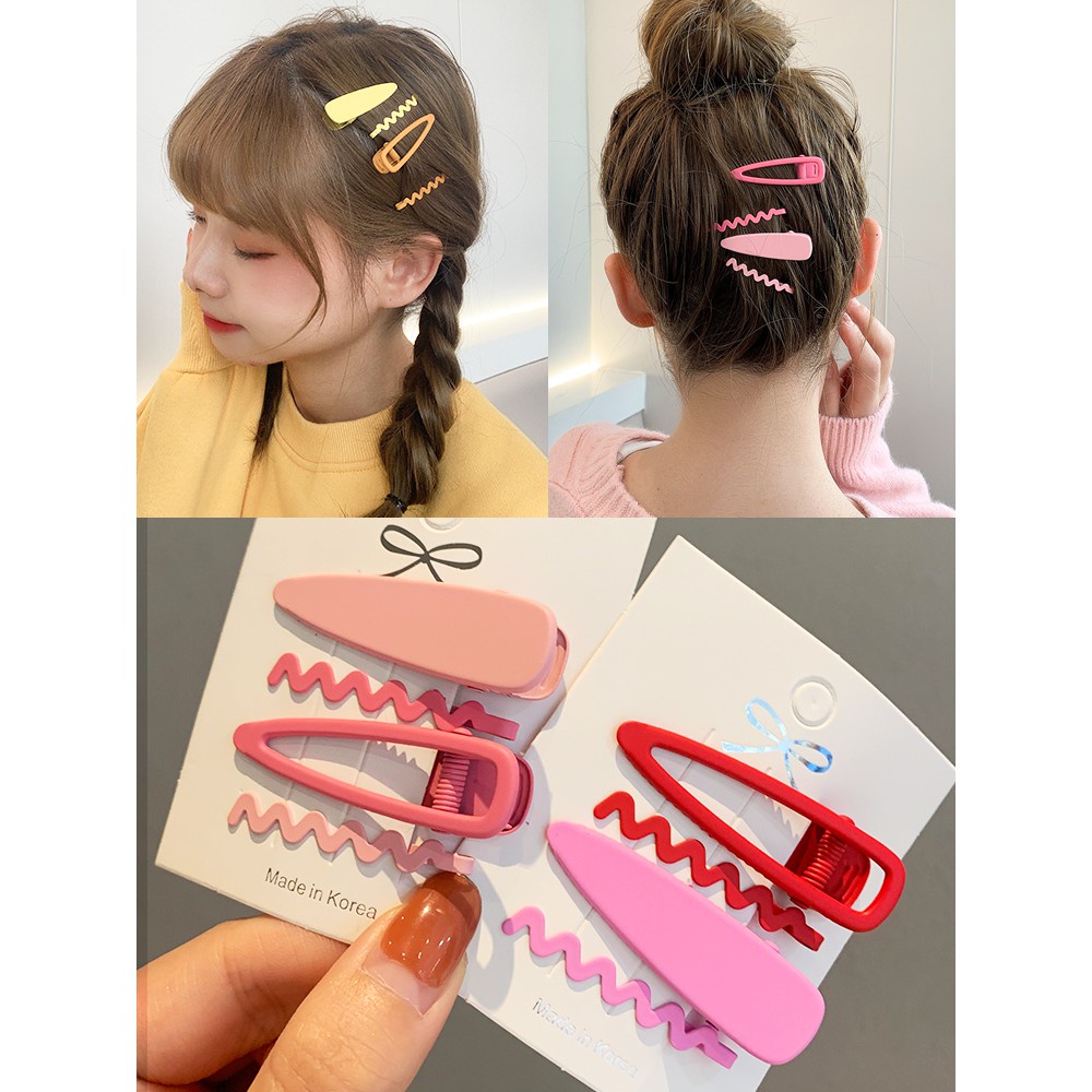 4pcs / Set Jepit Rambut Warna Permen Gaya Korea