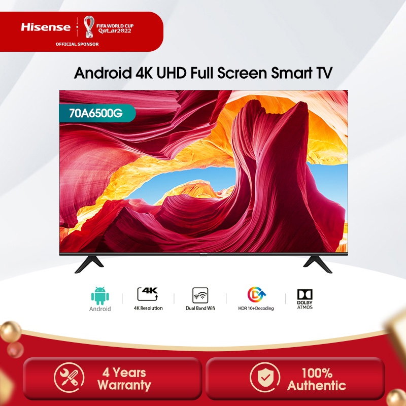 Hisense 70 inch Android 4K UHD-Full Screen-Bezeless-Smart TV (Model: 70A6500G)