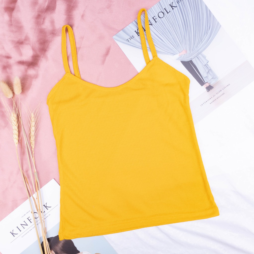 SF - Tanktop Kamisol RIB | Korea Knit Tank Top / Kamisol Rajut / Tanktop Polos-MUSTARD
