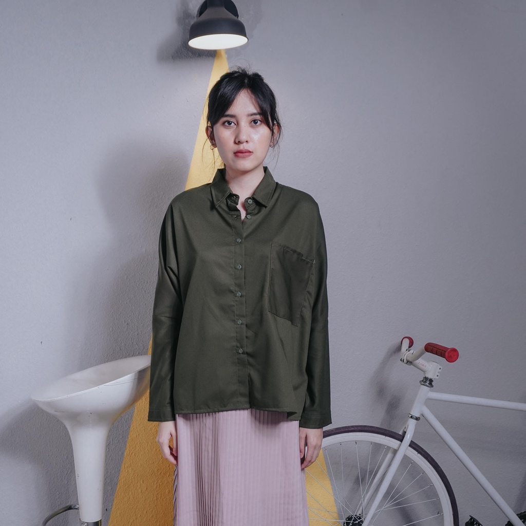 NYMPH CLOTHING KEMEJA MILITARY SOVALLA GREEN ARMY