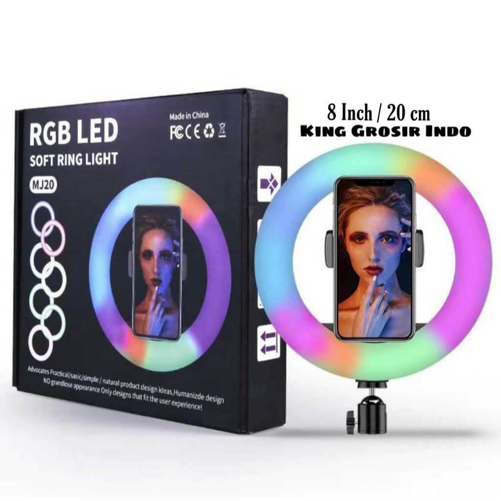 Soft Ring Light RGB LED MJ20 / Lampu Selfie Studio Photo ( 8 Inch / 20 cm )