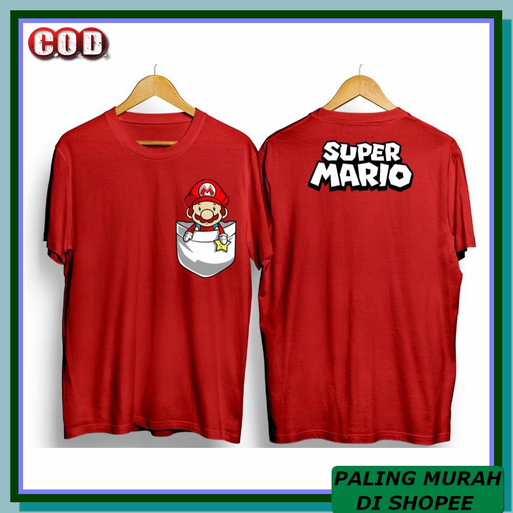 Kaos Kerah Stripe Kerah Salur Saku Murah Pria Dewasa Adriano Alls RK797 Rt22 / Super Mario Bross Sa