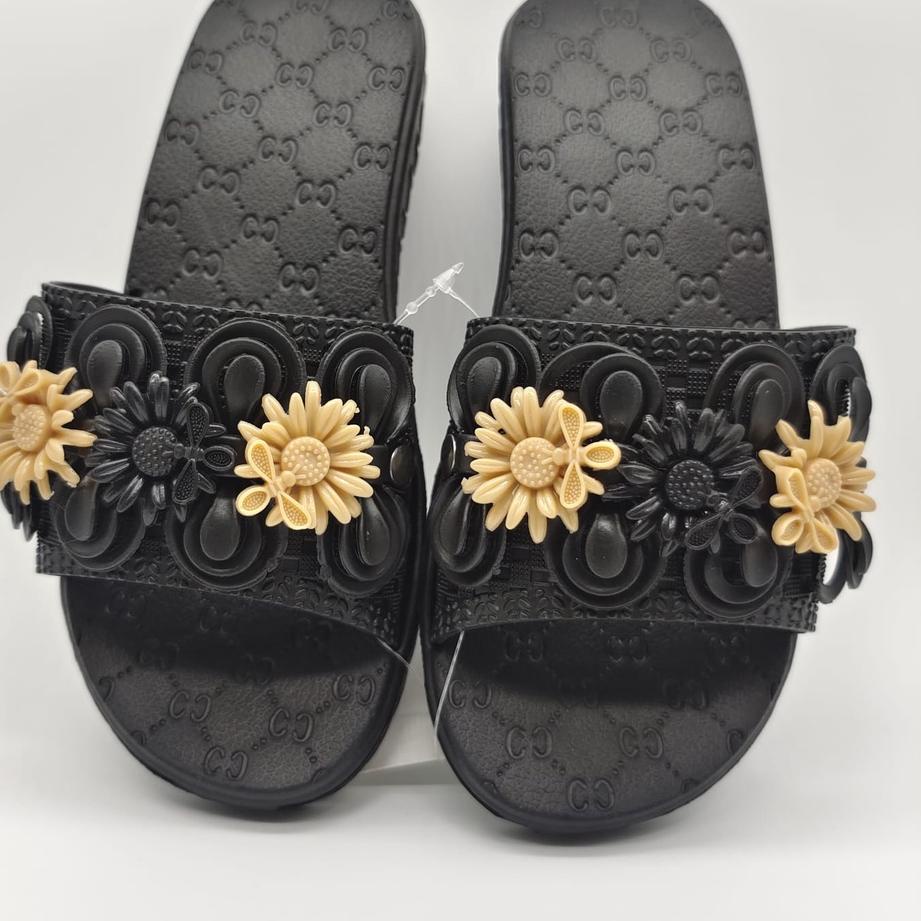 Big Sale.. NEXTSLIPPERS-007 Sandal Slop Karet Wanita Dengan Motif Bunga Bunga Hak