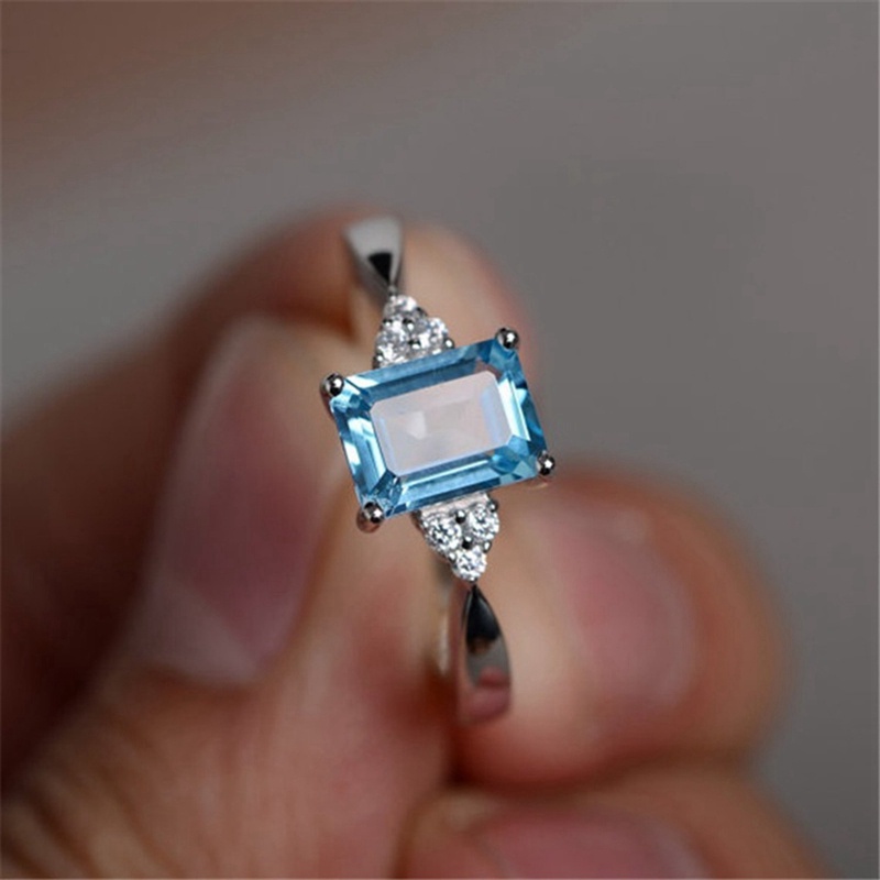 Fancyqube Cincin Berlian Topaz Pelangi Bahan 925 Sterling Silver Untuk Wanita