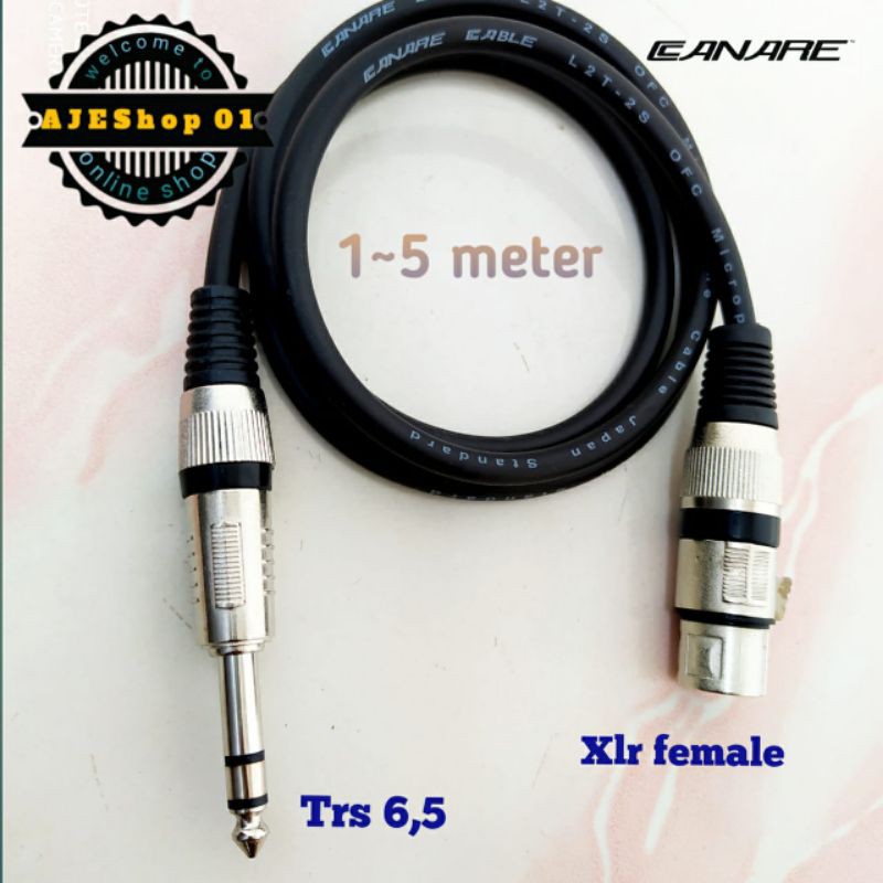 Kabel jack XLR female to TRS balanced canare japan standard 1 sampai 5 meter