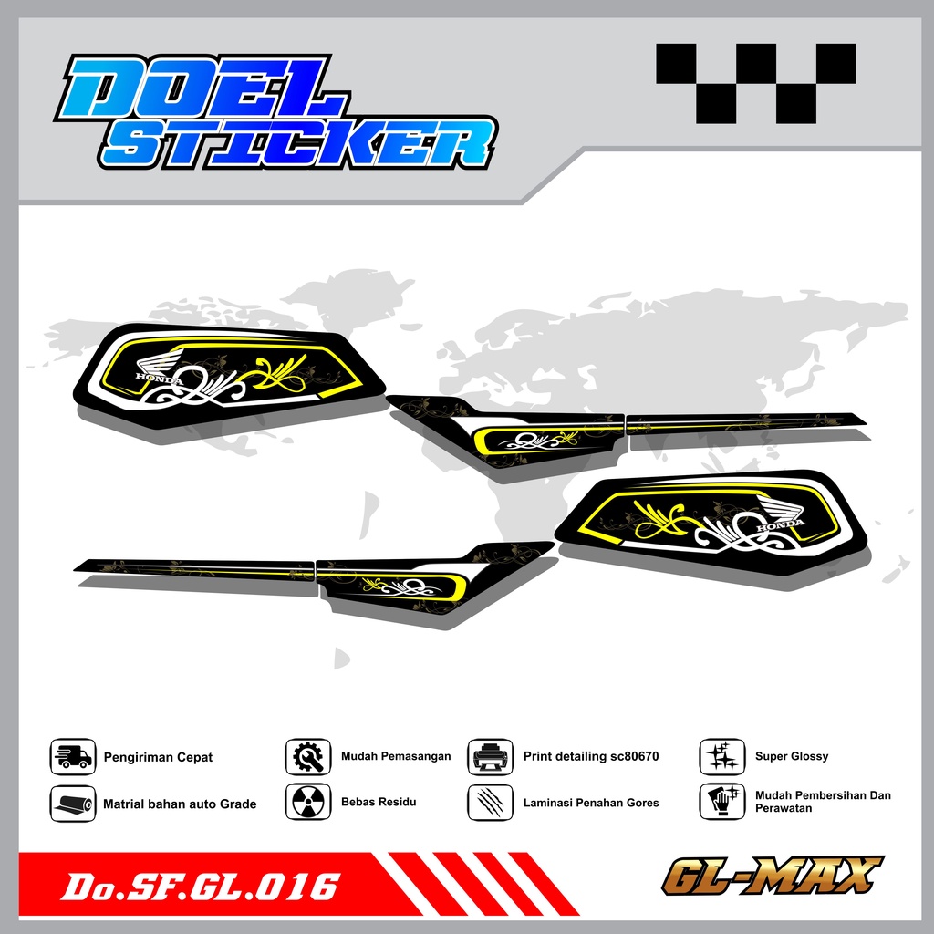 Sticker Striping GL PRO , MAX List Variasi Hologram pelangi,Crome Doel 016