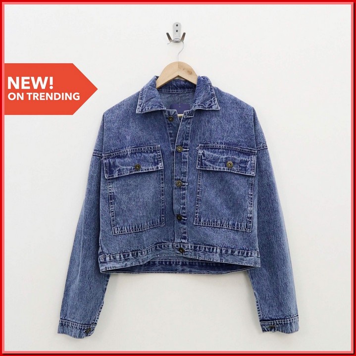 Emico Crop Jeans/Jaket Jeans Crop Wanita Oversize Lengan Balon/Jaket Jeans Wanita Terbaru 2022 Kekin