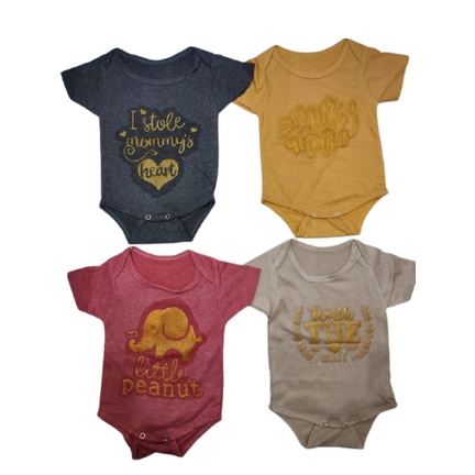 1 PC ROMPER GOLD Jumper bayi motif sablon new born baju bayi romper warna