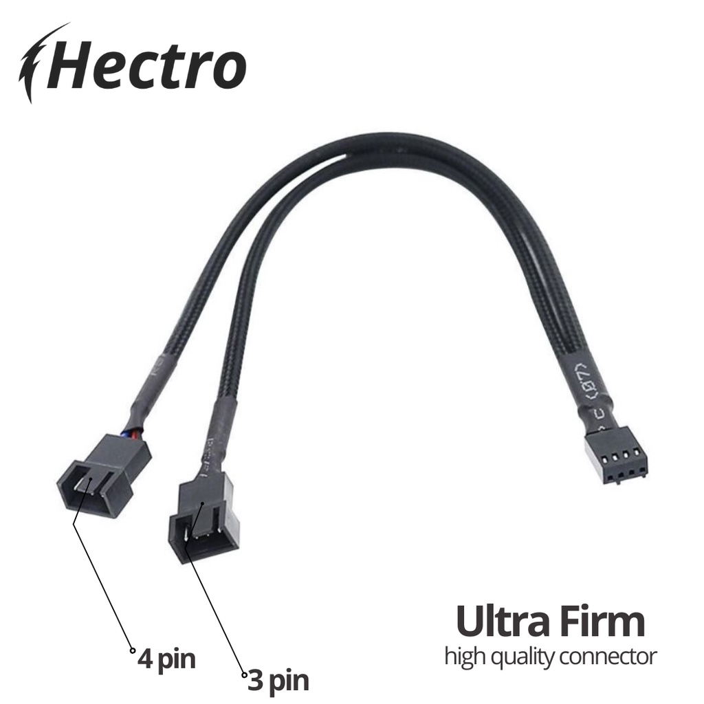 HECTRO Kabel Fan Hub Pwm 4pin x2 Sleeve Kipas Splitter Casing 4 pin