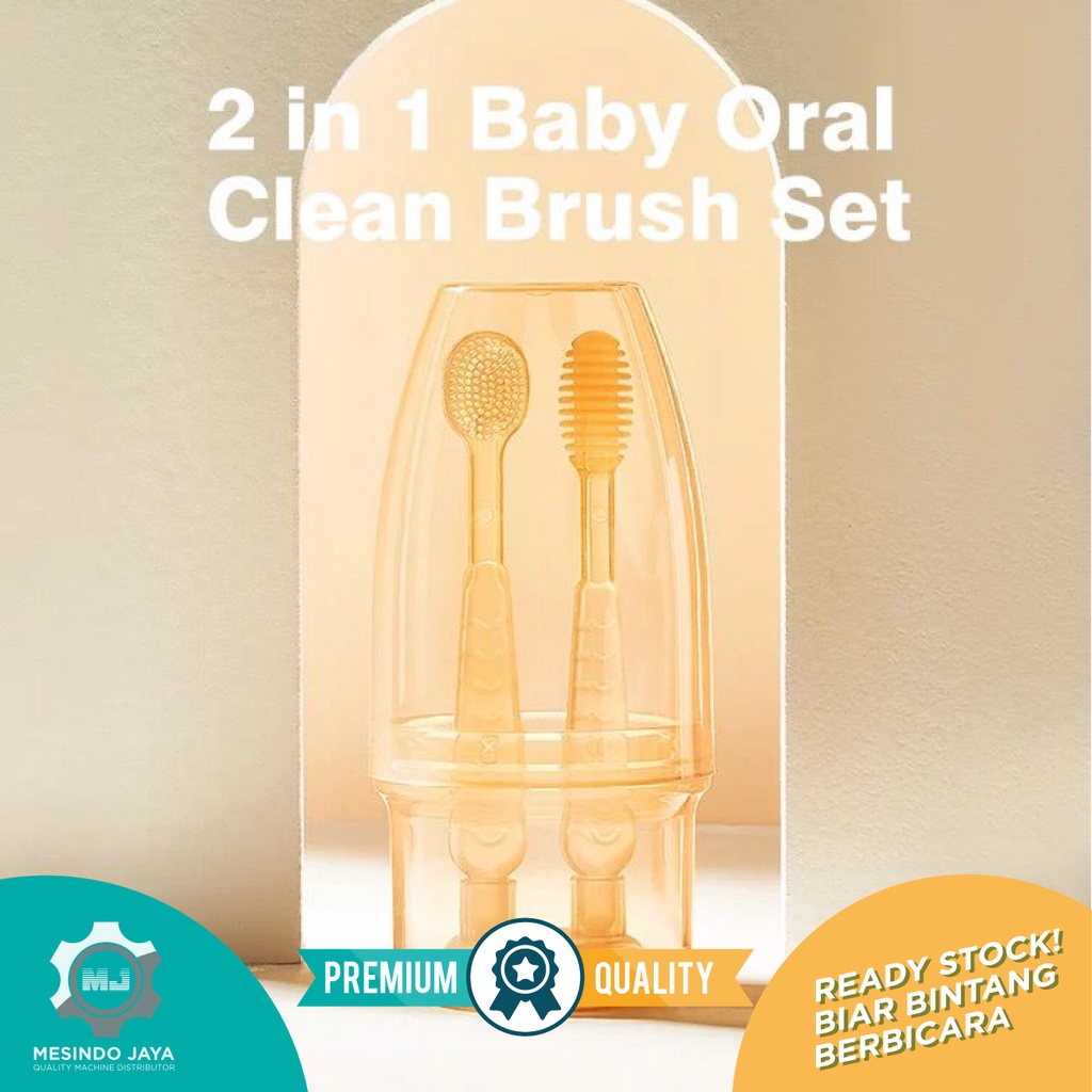 Sikat Gigi &amp; Lidah Bayi Silikon 2 IN 1 Baby Oral Clean Brush Set PUPA Sikat Lidah Bayi 2in1 Sikat Gigi Silikon Perawatan Mulut Bayi BABY TOOTHBRUSH CLEAN SET