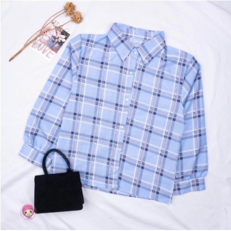 SF - Oversize Kemeja Oslin | Kemeja Oversize Wanita - Kemeja Korea - Kemeja Wanita Murah-KTK BIRU NEA