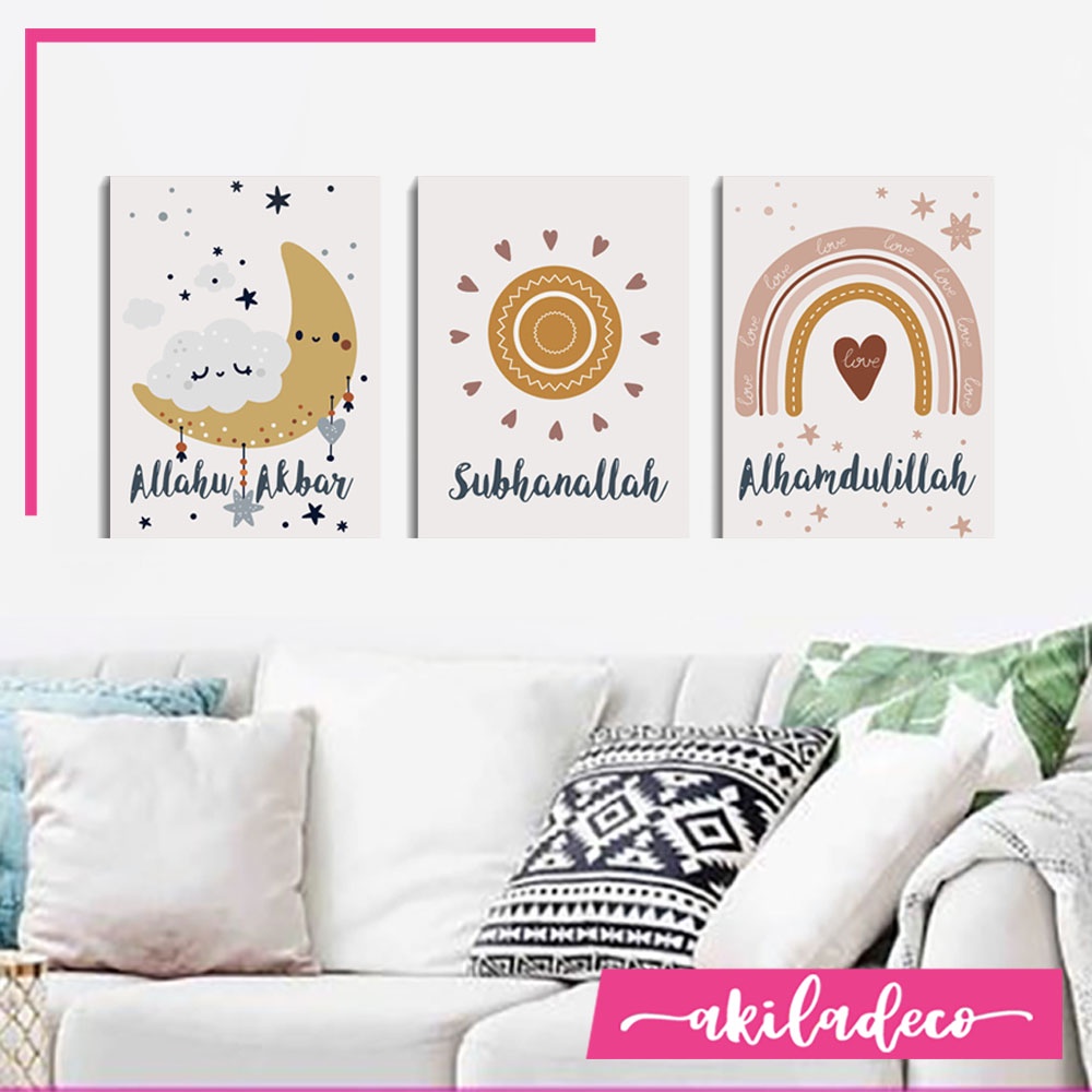 Poster dinding Kamar Anak Walldecor Rainbow Pelangi Dekorasi rumah Hiasan Alhamdulillah