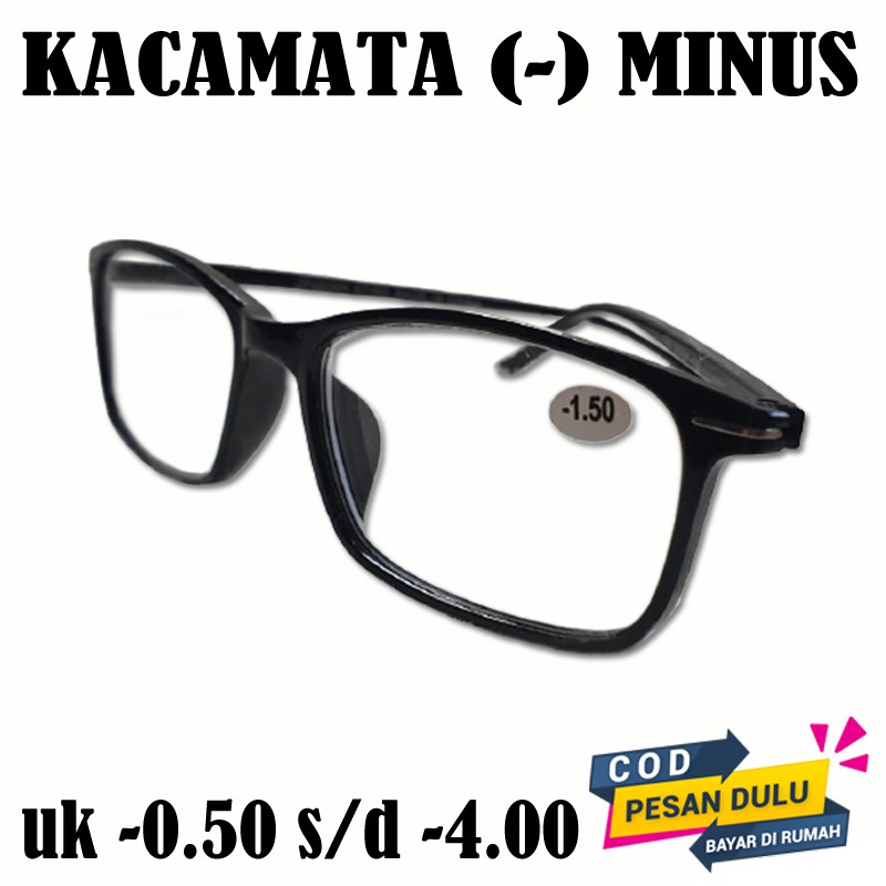 COD Kacamata Minus Pria Wanita Frame Kotak Hitam Reading Glasses Unisex Kaca mata Baca Rabun Jauh