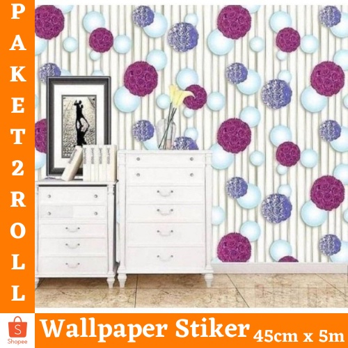 TERMURAH PAKET Wallpaper 2ROLL  ( BUY 1 GET 1 ) Stiker Dinding Motif Dan Karakter Premium Quality MOTIF GH086