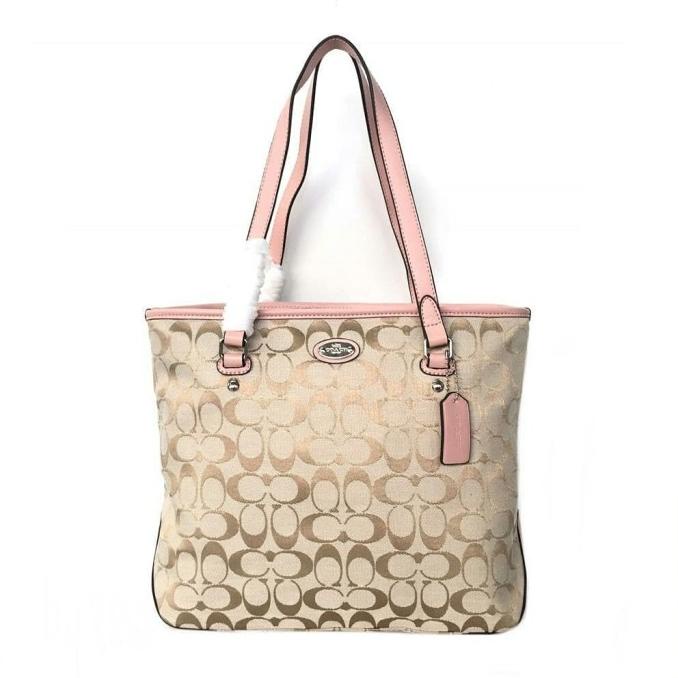 Bag Canvas - Tas Wanita Coach Zip Top Canvas Tote