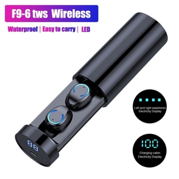 Promo New Design Bluetooth TWS F9-6 Wireless Earphone With LED Display Limited