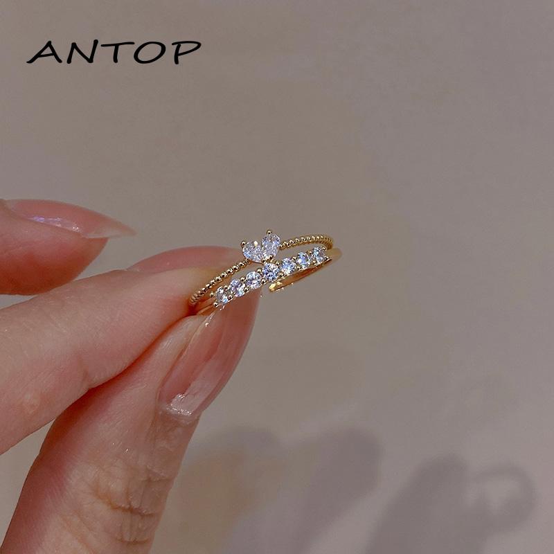 Cincin Jari Telunjuk Wanita Desain Hati Kecil Mewah Ringan