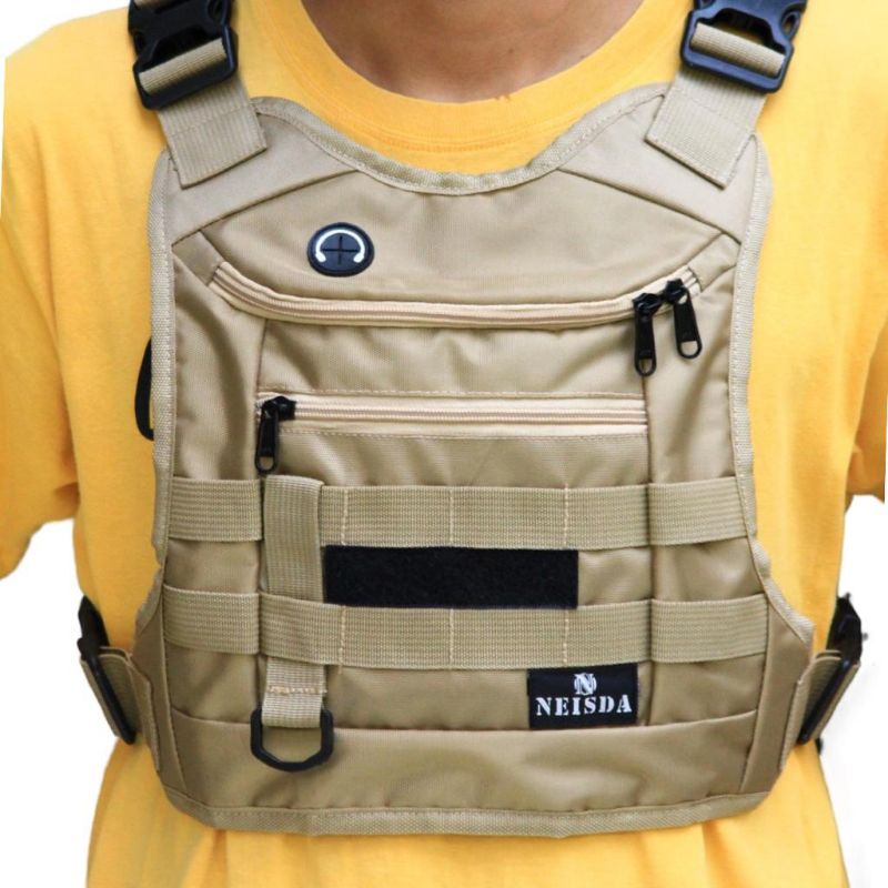 Tas dada tactical pria chest bag neisda premium cream-black-green