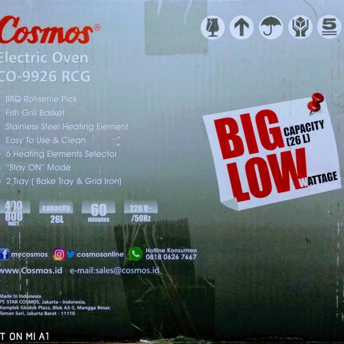 Oven Listrik Co- 9926 Rcg Cosmos 23 Liter Big Low Wilonastore1452