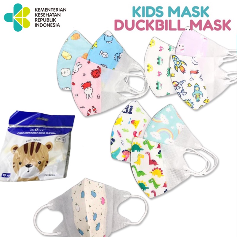 Masker anak duckbill karakter/masker anak isi 10pcs 3ply