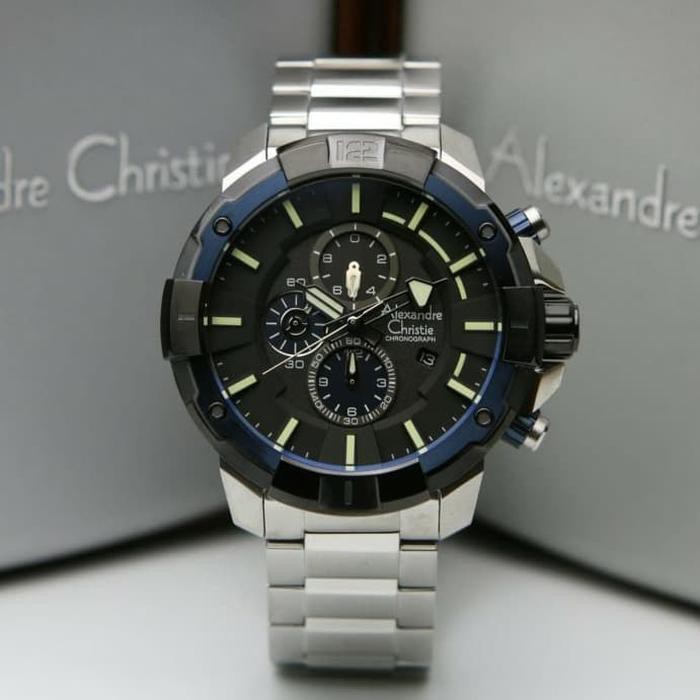 Alexandre Christie AC6551 Silver Black Original Jam Pria Alexandre Christie AC 6551