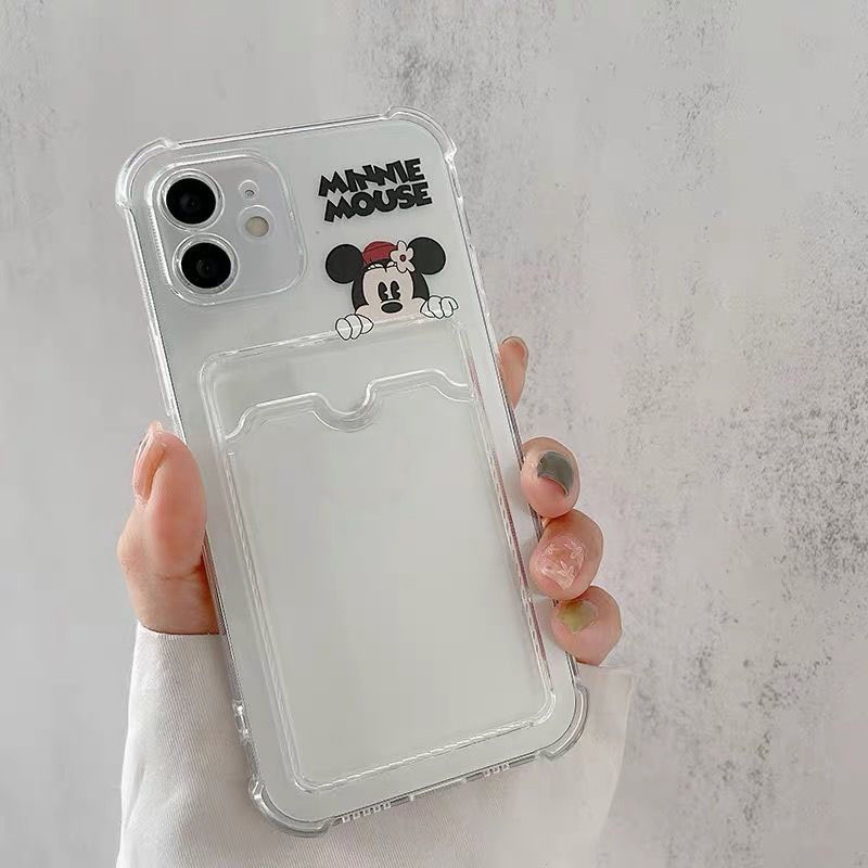 Case Motif Kartun Dengan Kartu Untuk iPhone 12 13 11 Pro Max X Xs Max Xr 7 8 Plus