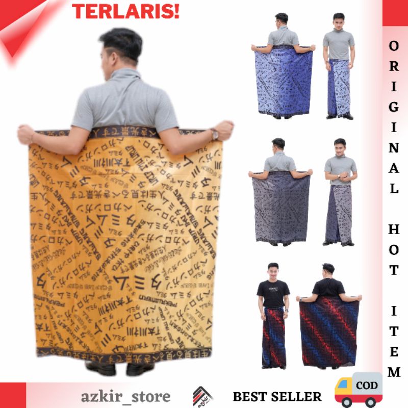 Sarung Batik Koran Gradasi Gunungan Wayang Santri Santriwati Hitam Katun Goyor Gloyor Pria Wanita Pa