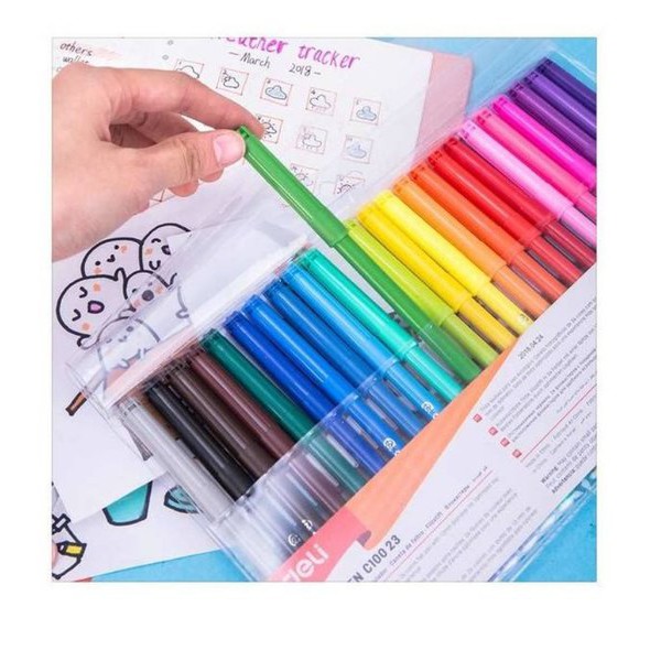 SPIDOL SET 24 WARNA DELI C-10023 BISA DIHAPUS WASHABLE FELT PEN MARKER 1.0 MM NON TOXIC