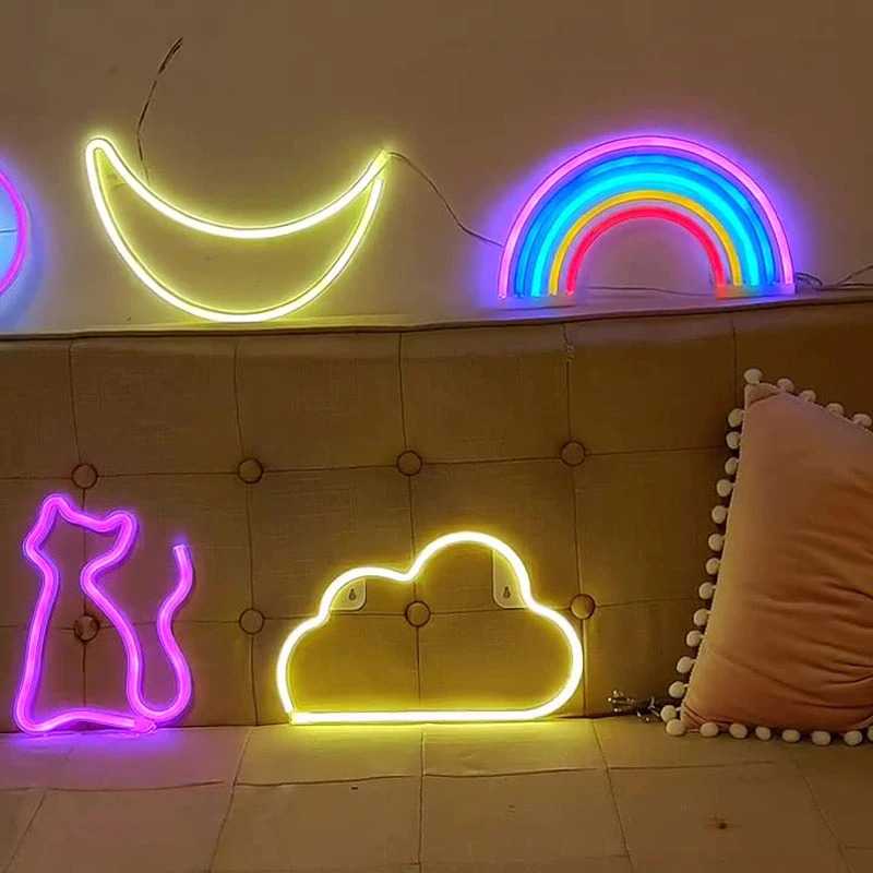 Lampu Dekorasi LED Neon Light Rainbow Decoration Kamar Lampu Unik Minimalis Aesthetic Dekorasi Ruang Berkualitas